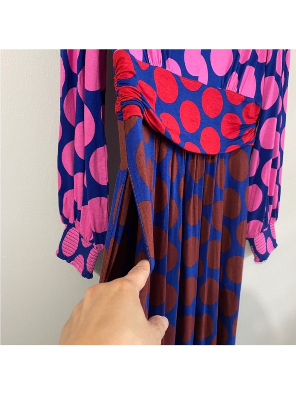 Boden Pink and Purple Polka Dot Maxi Dress - Picture 4 of 9